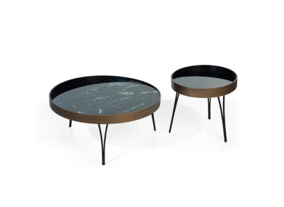 Designer Coffee table Modern Set Luxury 2x Tables Round Side tables 2pcs